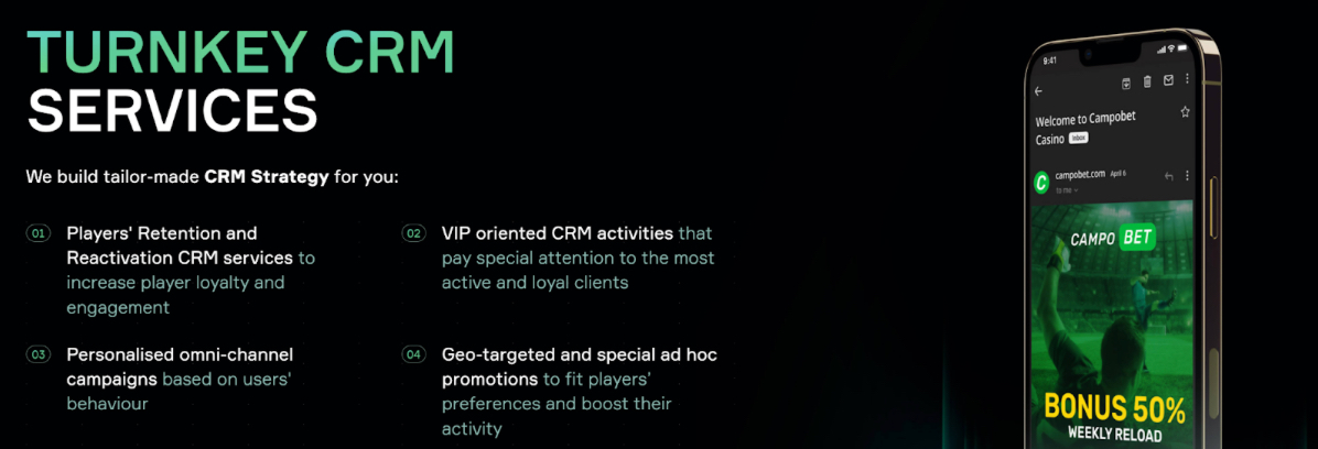 Soft2Bet turnkey CRM services with personalized campaigns, VIP retention, and geo-targeted promotions for player engagement.