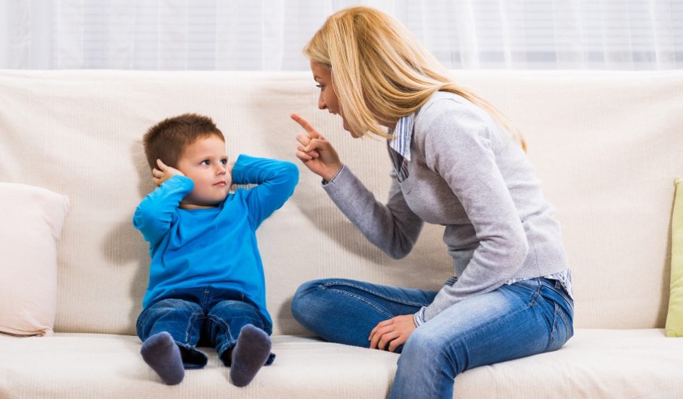 Mum shouting at her son