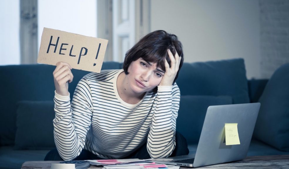  Portrait of worried young woman feeling stressed and desperate asking for help in paying debt