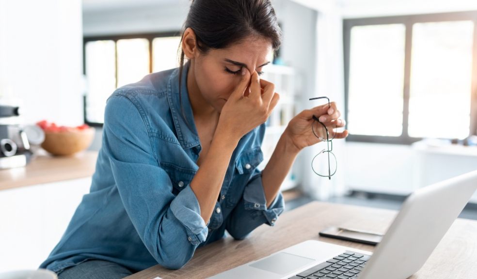 Woman on computer video call