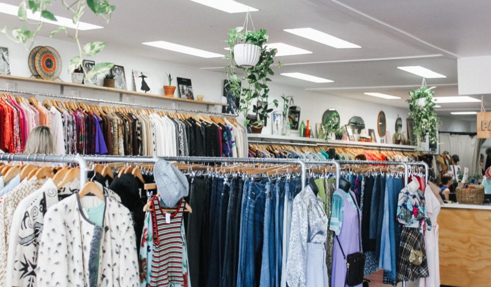 rails of clothes charity shop