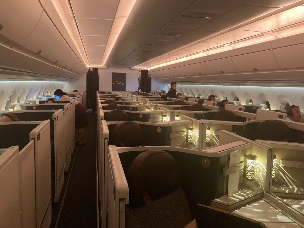 Etihad A350 Sustainability50 Business Travel Review business cabin.jpg