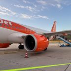 An Easy Jet pane on the apron of an airport An Easy Jet pane on the apron of an airport