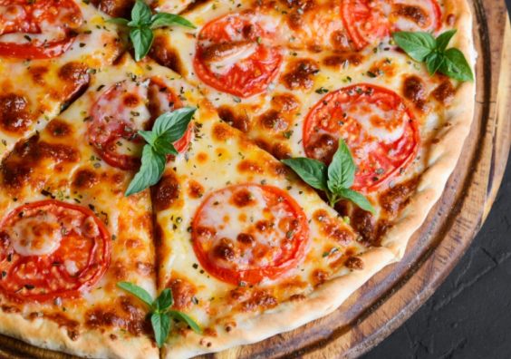 A pizza on a table