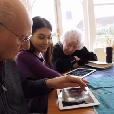  Clients at Peggy Dodd day centre using the MindHarp