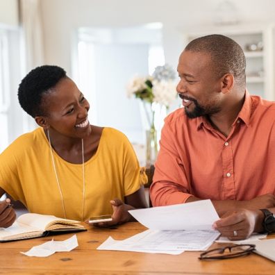 Couple discussing money 