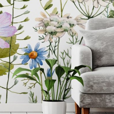 Home florals mural on wall