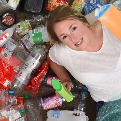 Joanne Machlachlan laying in plastic