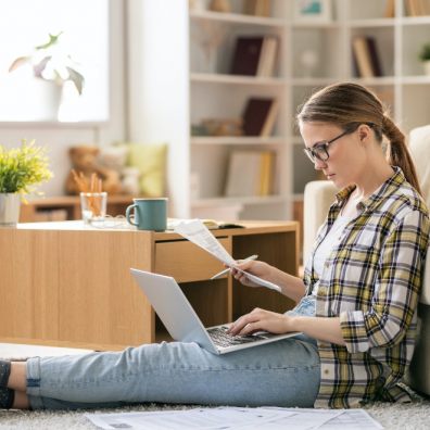 Lady looking at home finances