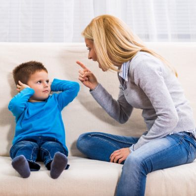 Mum shouting at her son