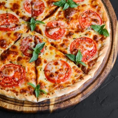 A pizza on a table