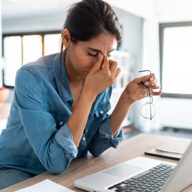 Woman on computer video call