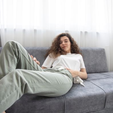 Woman on sofa